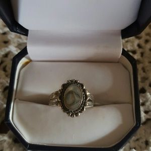 Vintage silver abalone ring
